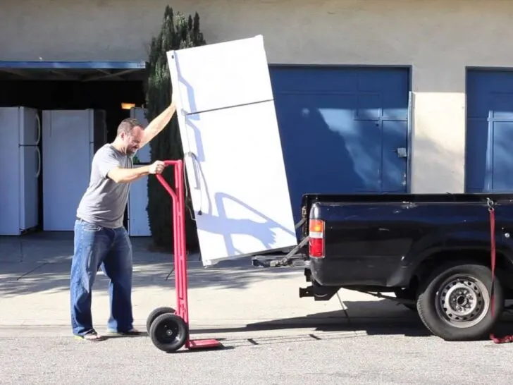 How to load a refrigerator in a pickup truck?