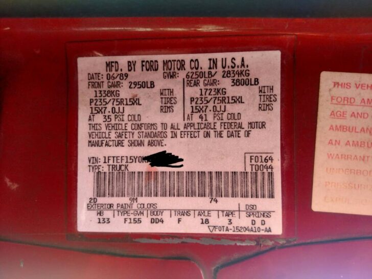 Where is the Paint Code on a Ford F150?