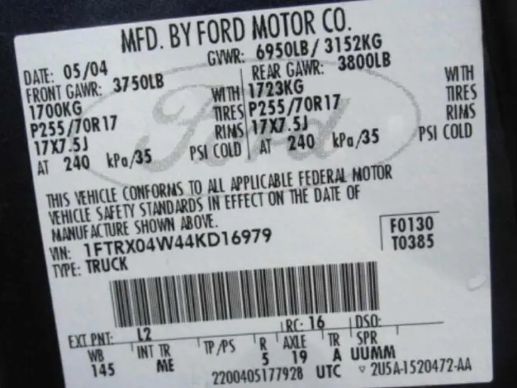 Ford F150 Transmission Identification Codes