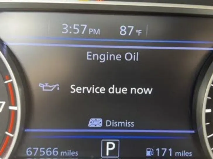 Engine Oil Service Due Now on Nissan Sentra